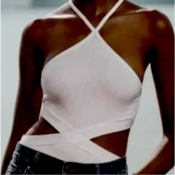 New Zara  White Ribbed cutout Bodysuit - Picture 4 of 13